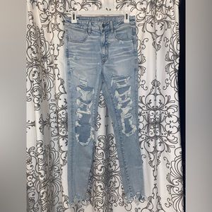 American Eagle distressed Next level stretch super high rise jeggings